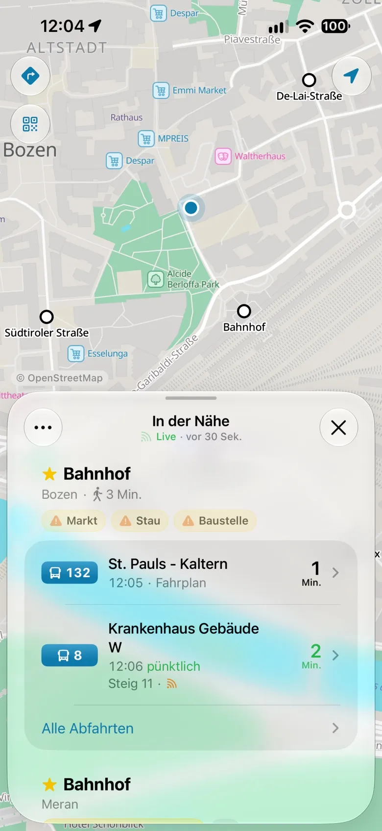 Abfahrten in der Nähe auf der Karte von Bozen